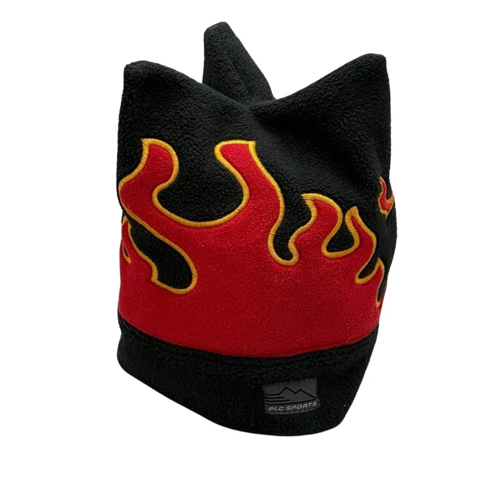 Vintage Children's Place Fire Flame Kids Fleece Beanie Hat Pointy Y2K Grunge 7-8